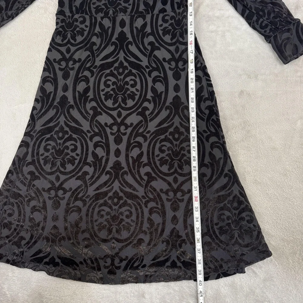 NEW Soft Surroundings Hadley Dress Womens 6P Black Velvet‎ Burnout Romantic Midi